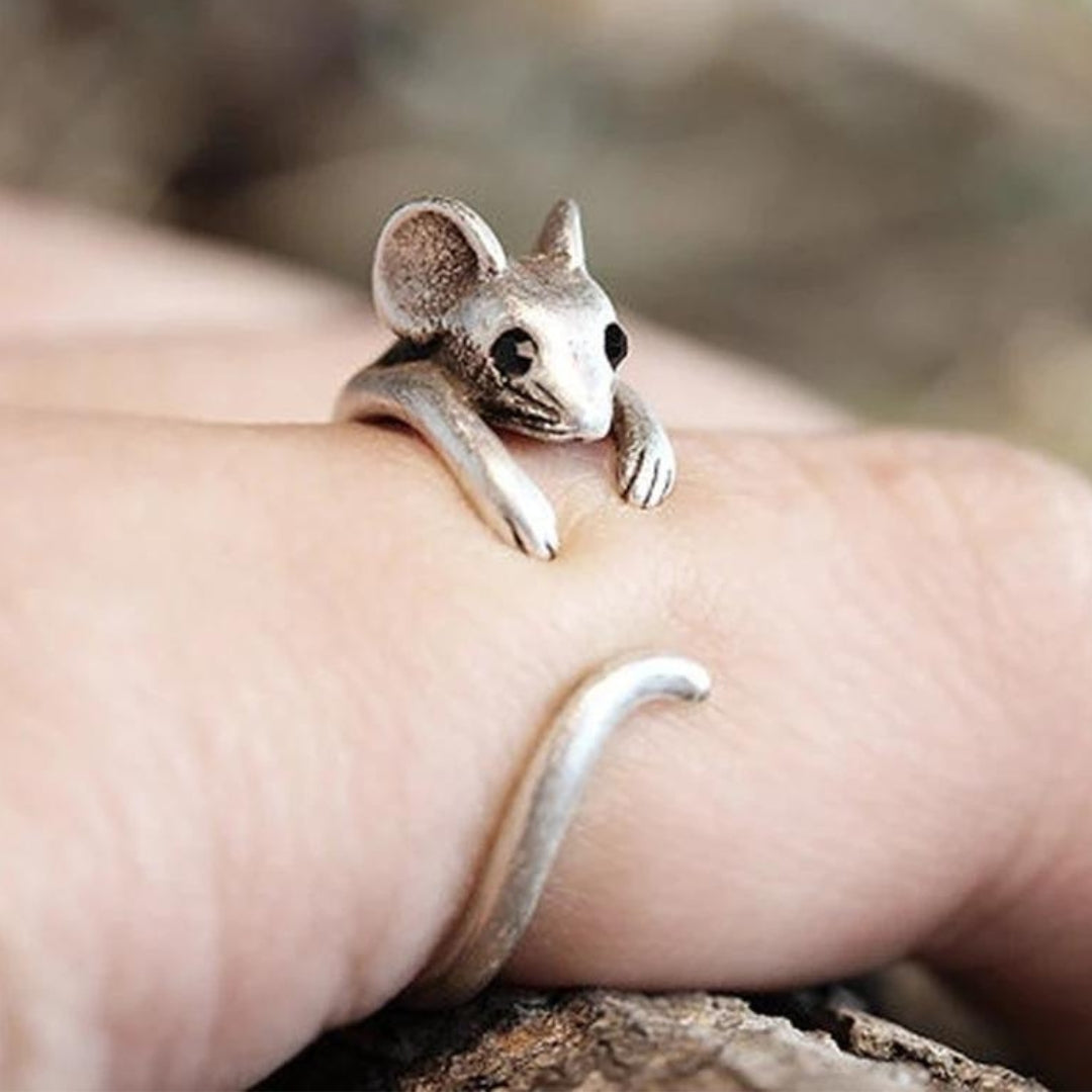Adjustable Mice Ring in Silver 925