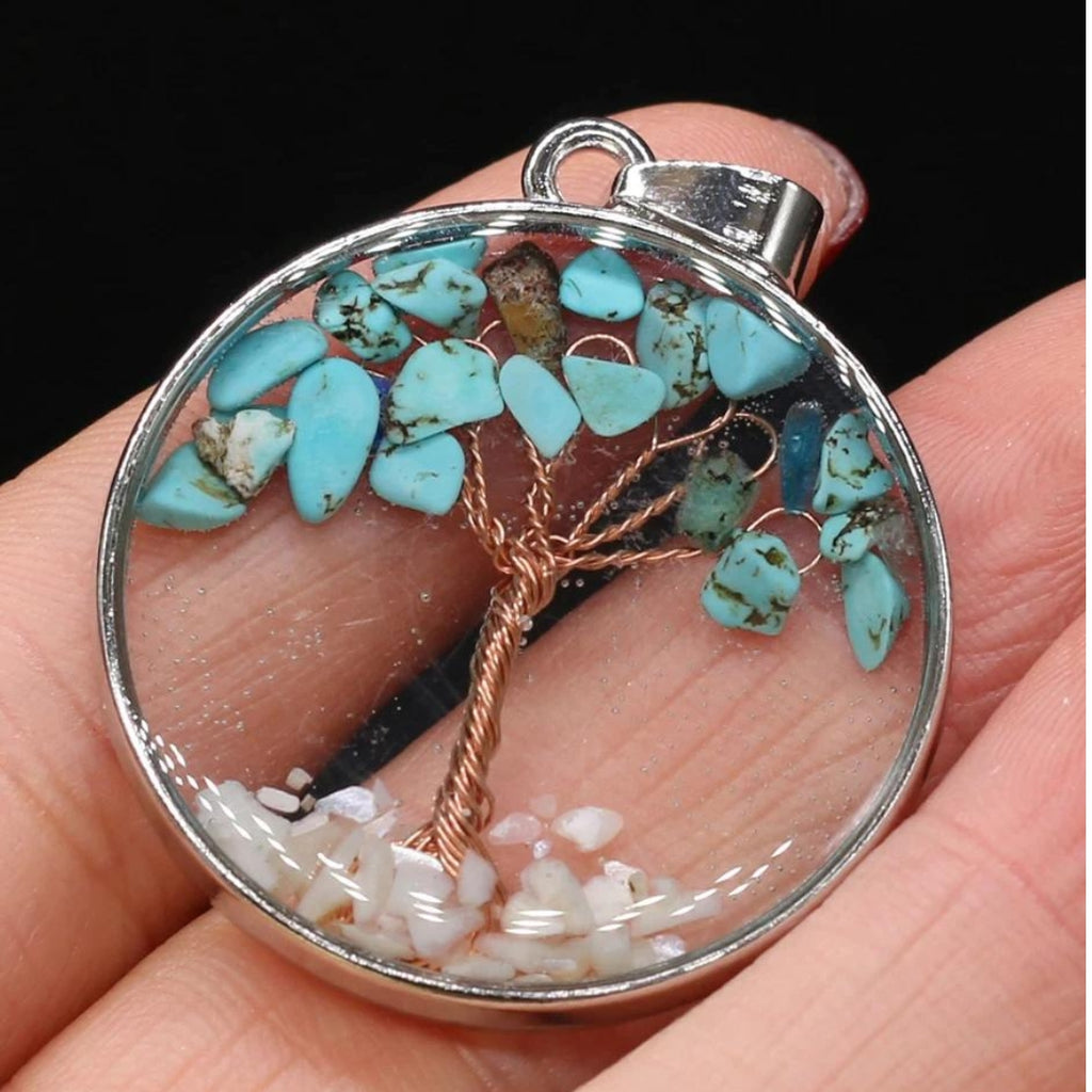 Opal Tree of Life Necklace in Silver