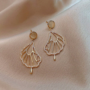Wing Earrings with Zirconia in Gold