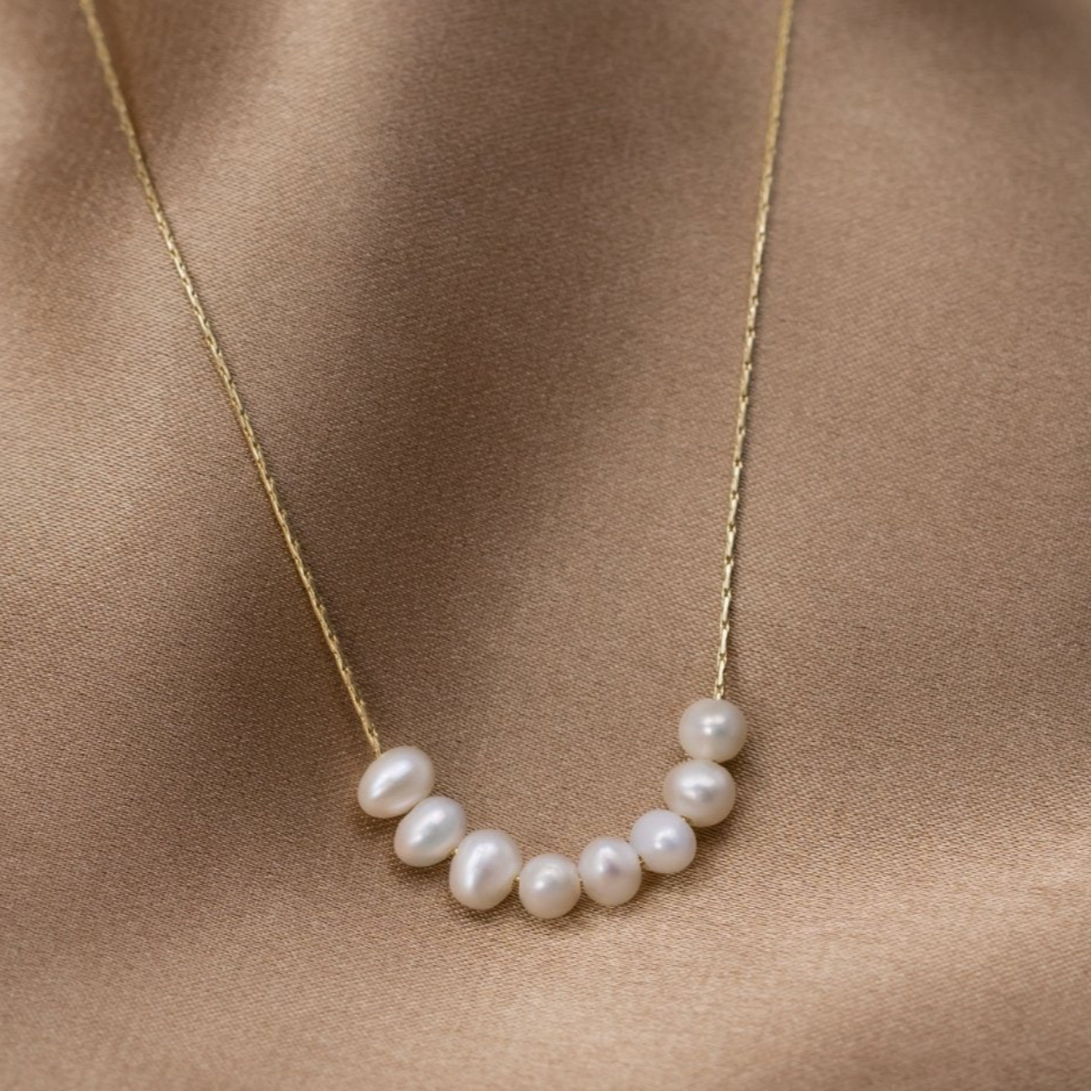 Freshwater Pearls in Gold Necklace