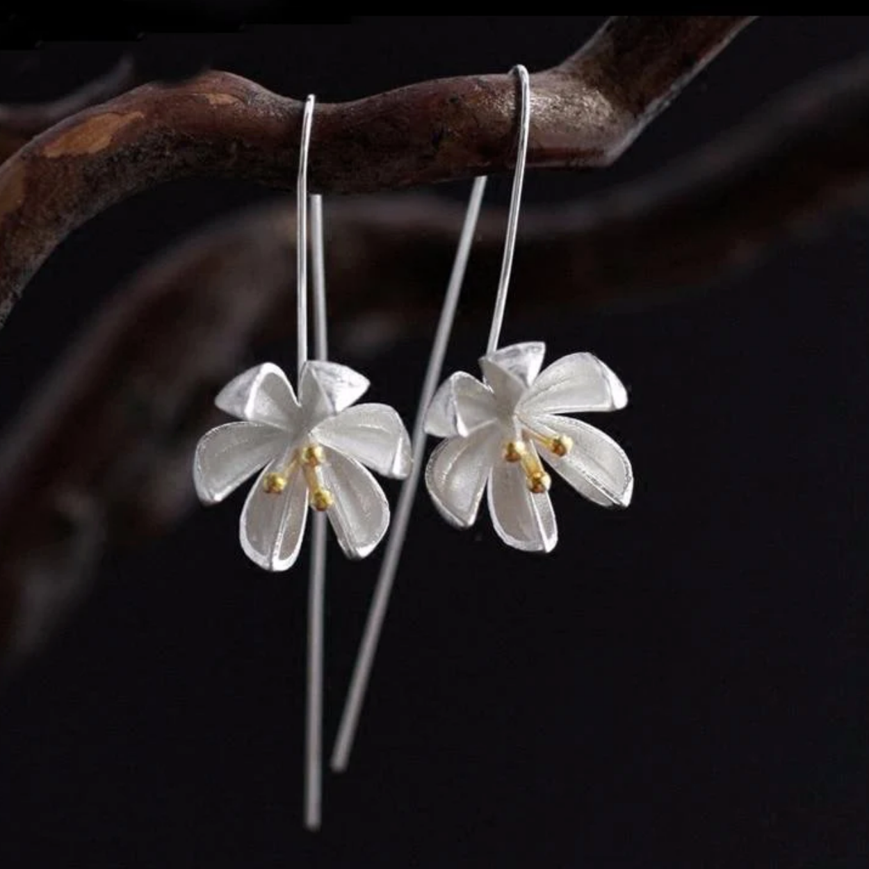 925 Sterling Silver Flower Pendant Earrings
