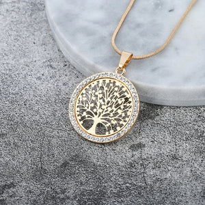 Tree of Life Pendant with Zirconia in Gold and Silver