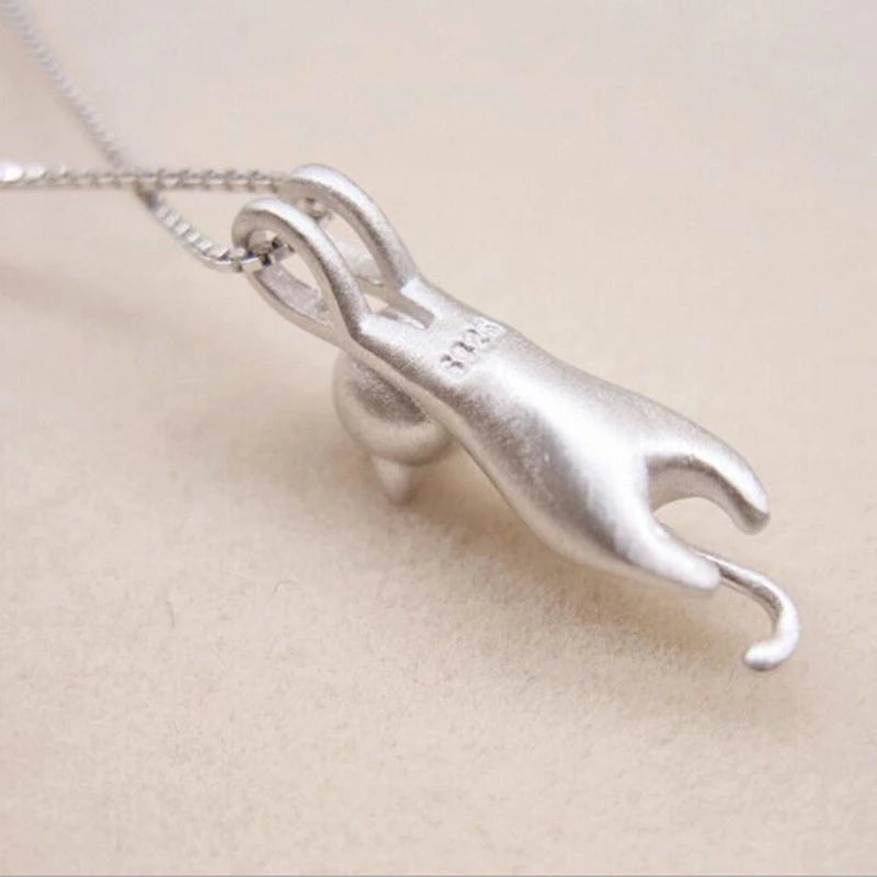 925 Sterling Silver Playful Kitty Necklace