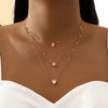 Three Pendant Necklace with Gold Zirconia