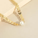 Greek Pearl Necklace in Gold