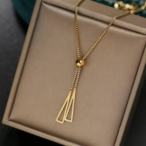 Gold Pendant Necklace with Tassel