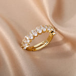 Adjustable White Zirconia Ring in Gold
