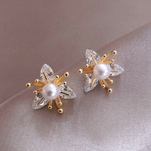 Pearl and Crystal Floral Earrings