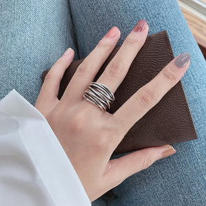 Silver Adjustable Layered Ring