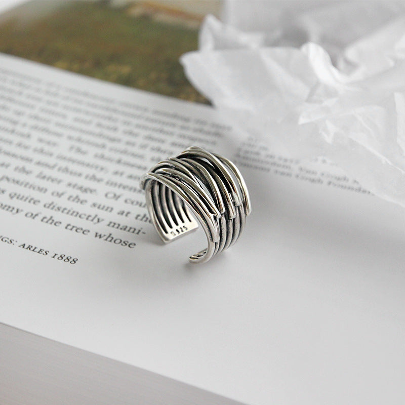 Silver Adjustable Layered Ring