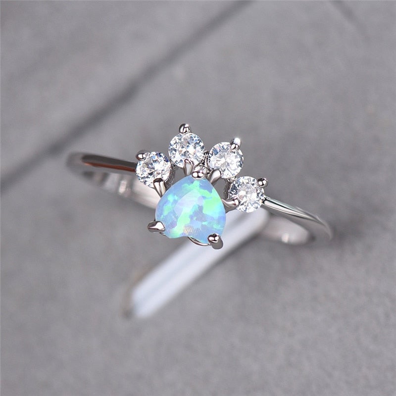 Opal and Zirconia Ring