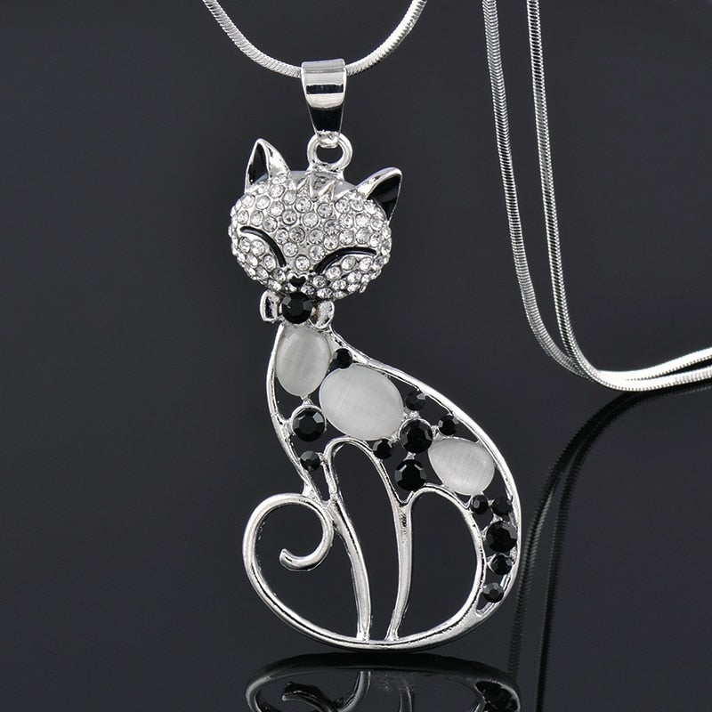 Cats of Love Necklace in Sterling Silver and Zirconia Encrusted