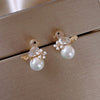 Luxury Birdie Earrings in Cubic Zirconia and Pearl Inlay
