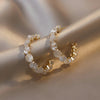 Luxury White Opal Earrings in Gold