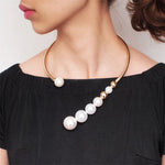 Large Pearls Necklace in Gold and Silver