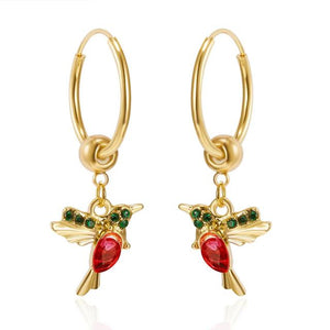 Limited Edition Flying Hummingbird Earrings with Zirconia Inlay