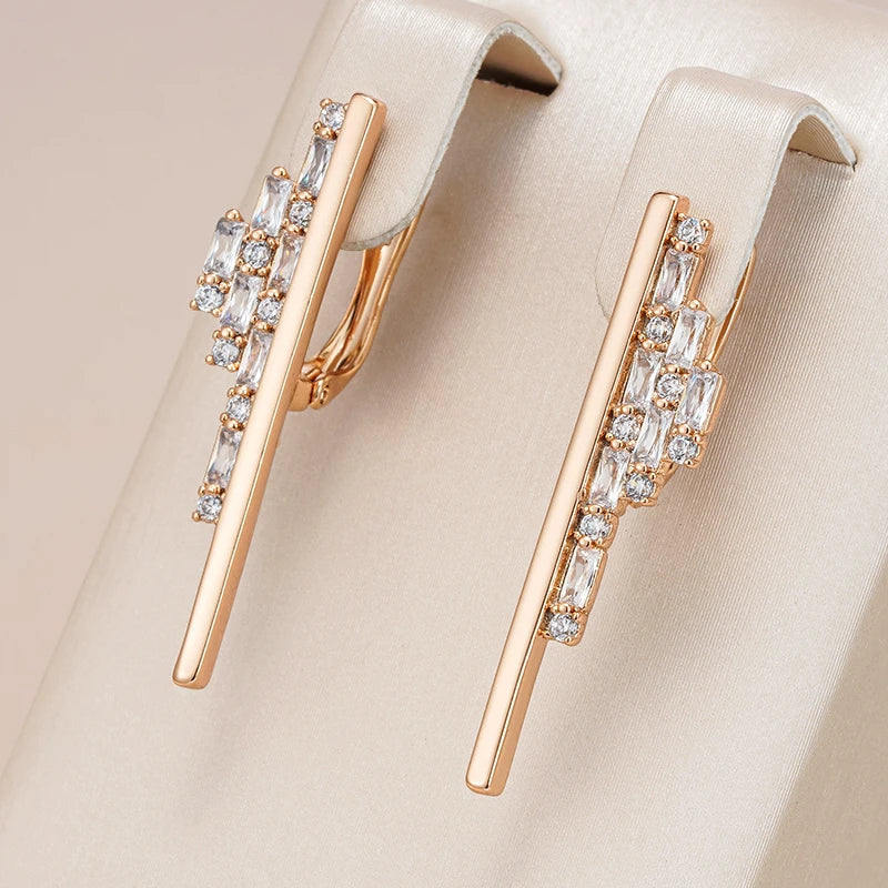 Elegant Zirconia Stud Earrings in Gold