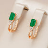 Elegant Earrings in Green Crystal with Zirconia in Gold