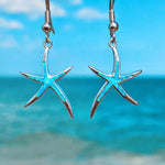 Starfish Earrings in Opal and Silver