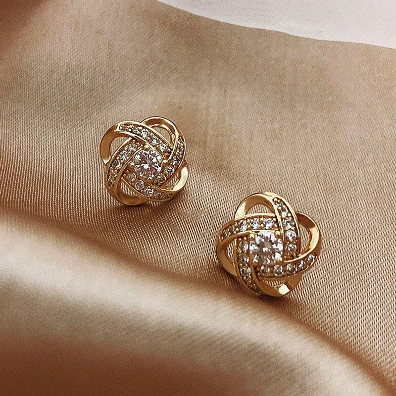 Zirconia Sphere Earrings in Gold