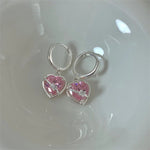 Sterling Silver Rose Crystal Heart Earrings and Ring