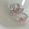 Sterling Silver Rose Crystal Heart Earrings and Ring