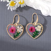 Pink and White Petal Heart Shaped Earrings in Gold