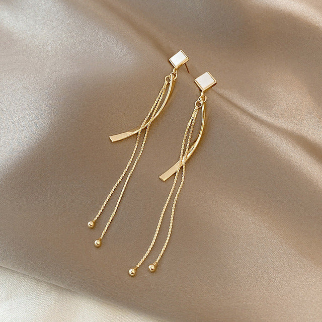 White Opal Pendant Earrings in Gold
