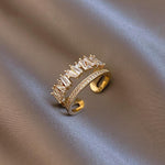Adjustable Zirconia Crown Ring in Gold