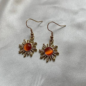 Egyptian Boho Earrings with Fire Stone in Gold