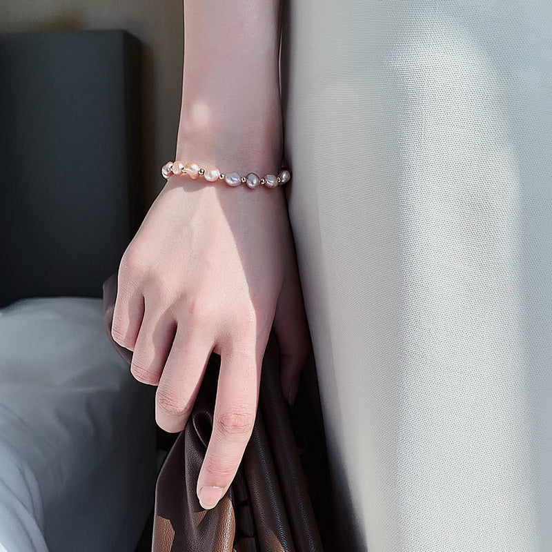 Pink Pearls in Gold Bracelet