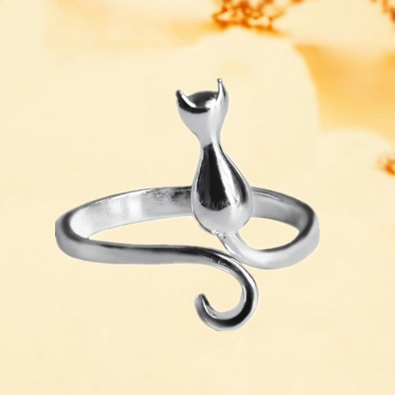925 Sterling Silver Adjustable Kitten Ring