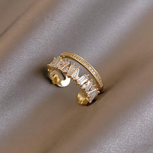 Adjustable Zirconia Crown Ring in Gold