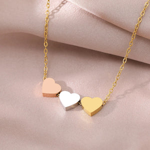 Triple Heart Necklace in Gold