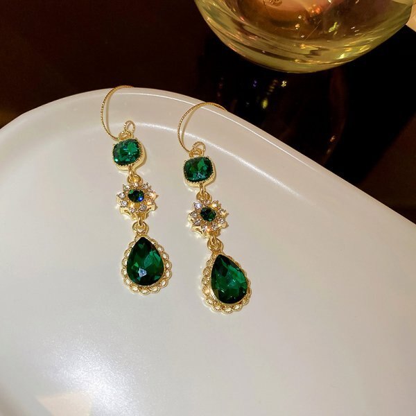 Vintage Luxury Green Crystal Earrings