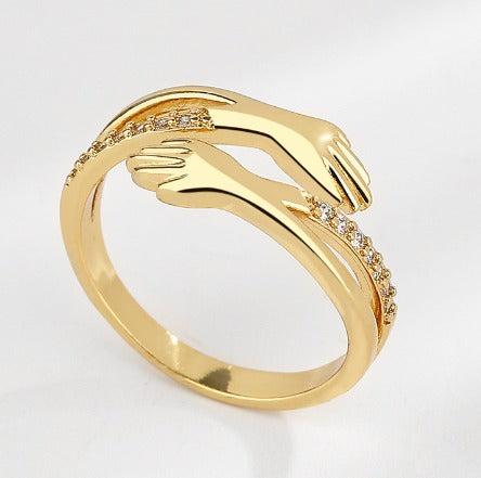 Adjustable Hug Ring with Zirconia in Gold and Silver