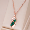 Green Crystal Necklace in Gold