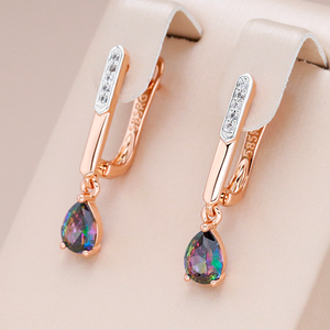 Elegant Multicoloured Crystal Earrings in Gold