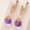 Elegant Rounded Purple Crystal Earrings