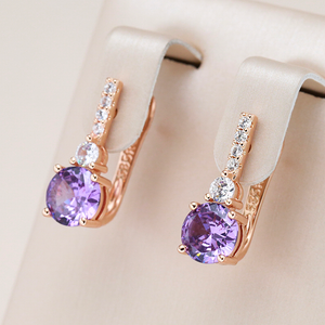 Purple Rounded Crystal Earrings