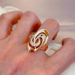 Spiral Ring in Gold and Zircons