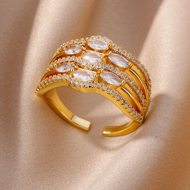 Elegant Gold Plated Crystal Ring