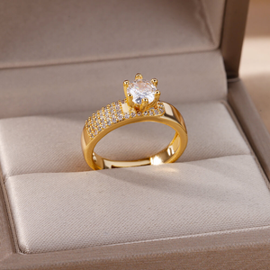 Elegant White Crystal Ring Gold Plated