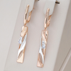 Elegant Rectangular Earrings with Crystals in Gold