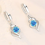 925 Sterling Silver and Zirconia Inlaid Floral Earrings