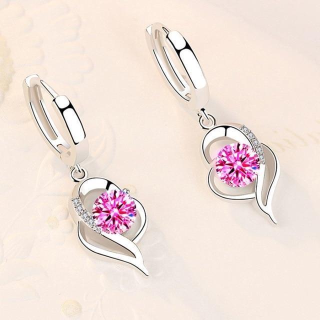 925 Sterling Silver and Zirconia Inlaid Floral Earrings